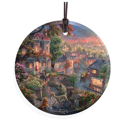 Lady and the Tramp by Thomas Kinkade StarFire Prints Hanging Glass Print